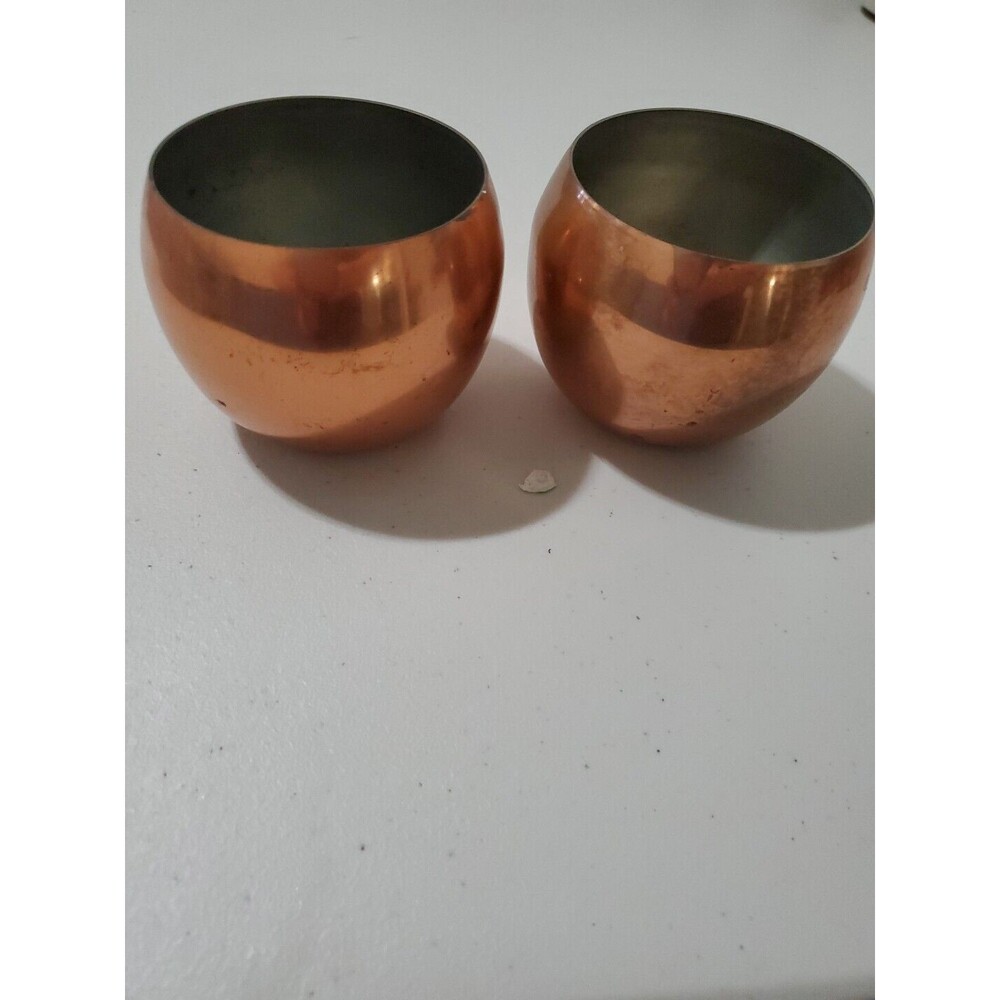 COPPERCRAFT GUILD ROLY PLANTER CANDLEHOLDER COPPER CUPS Set Of 2